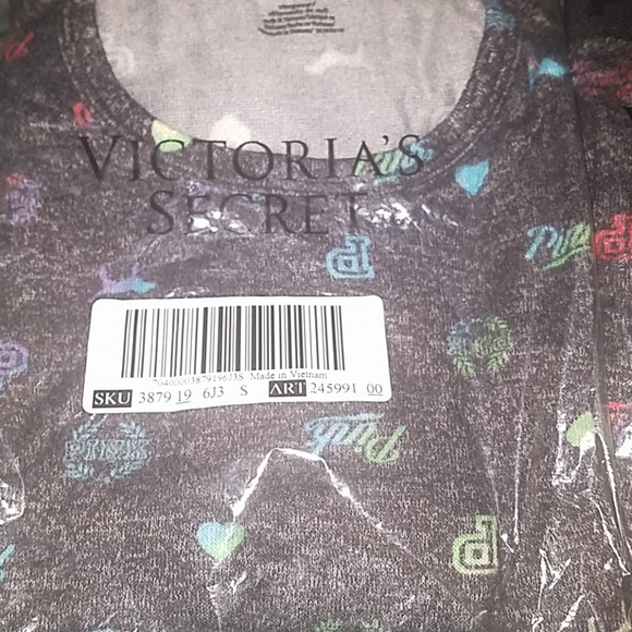 Pink charcoal gray jersey knit pajama set - Picture 2 of 4